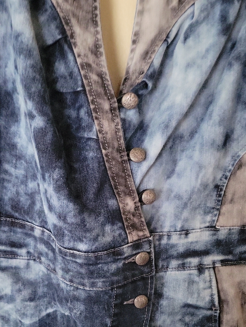 Apple Bottoms  VINTAGE Acid Wash Blue & Gray Denim  Dress - Picture 4 of 8